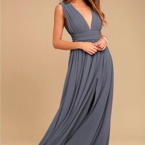Lulus Heavenly Hues Dark Blue V-Neck Maxi Dress